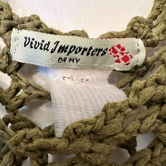 Vivid Importers NY Western Boho 3/4 Sleeve Crochet Tunic Cover-up Olive Large - Picture 4 of 4